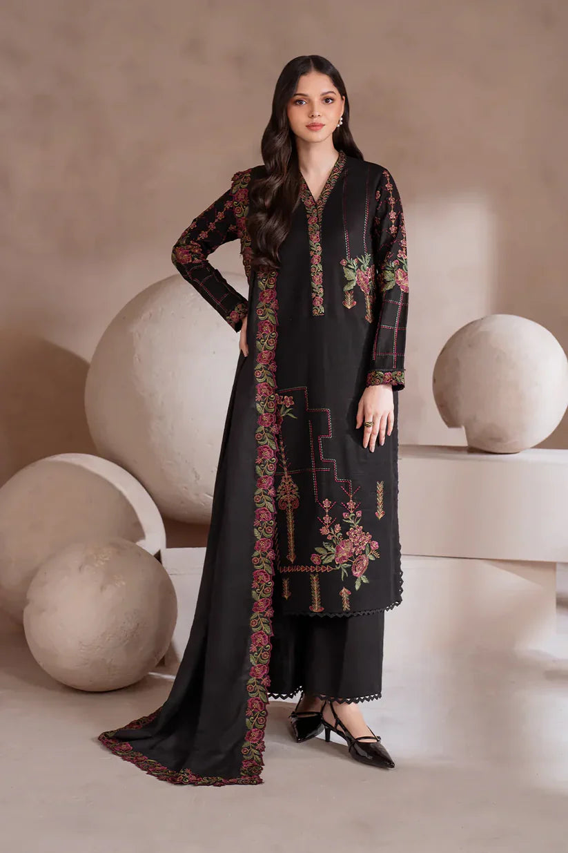IZNIK 3PC DHANAK EMBROIDERED SHAWL & TROUSER