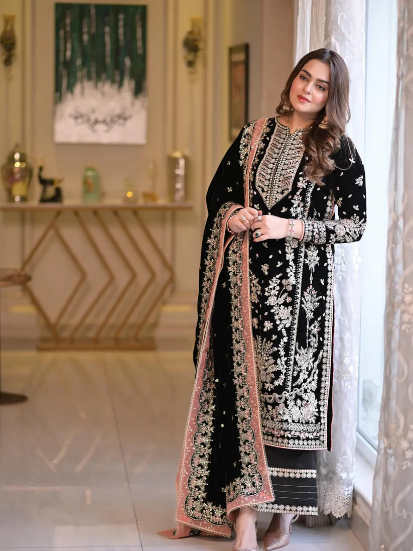 Aneelas Wedding Velvet Embroidered Unstitched Collection