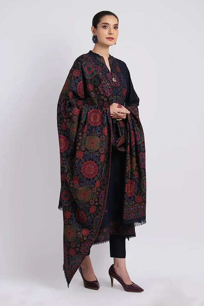 Bareeze 3PC Embroidered Dhanak Suit with Heavy Embroidered Shawal -GA2056